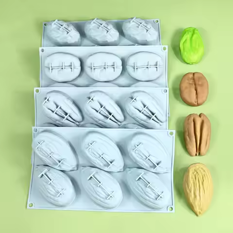 Large Almond/Pistachio/Pecan/Coffee Bean Pudding Mousse Silicone Mold DIY Chocolate Ice Cream Mould 