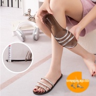 [Syandalku.co] Elegant Silver Pearl Flat Sandals Jelly Premium Import PVC X-666