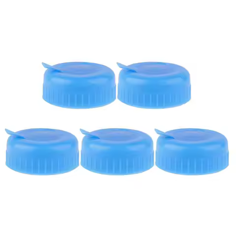 A02V-Water Jug Cap 5 Pack Plastic Water Bottle Cap Blue Gallon Drinking Water Bottle Cap Replacement