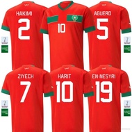 Cute 22-23 World Cup Morocco Home Jersey Football Tshirts Nesyri Ziyech Harit Hakimi Aguero Sports T