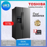 Toshiba 573L Side By Side Dual Inverter Refrigerator GR-RS637WE-PMY with Auto Ice &amp; Water Dispenser | Multi Air Flow |