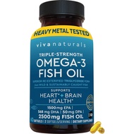 Viva Naturals Triple Strength Omega 3 Fish Oil Supplement 2500 mg Fish Oil with Re-Esterified 60  So