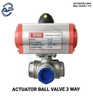 Actuator Ball Valve 3 Way Type L Port Single Acting Size 1 1/4 Inch
