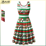 Women's Christmas Sleeveless Vest Skirt with Digital Print