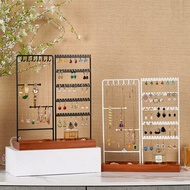Earrings Hanger Iron Stand 5 Tier Earrings Rack with Wooden Base for Earrings Necklaces Bracelets Ri