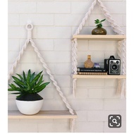 HIASAN DINDING Macrame shelf/ Wall Decoration/ macrame hanging shelf/ macrame hanging shelf/ Wall shelf 3