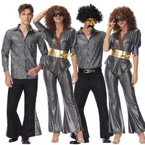 Halloween 60s 70s Hippie Costume Retro Couple Hippie Costumes Men Women 80's Disco Stage Performance