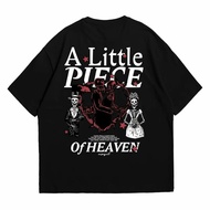 Viral Dark Aesthetic Skulls Couple T-Shirt with A Little Piece Of Heaven Writing - Trendy Outfit