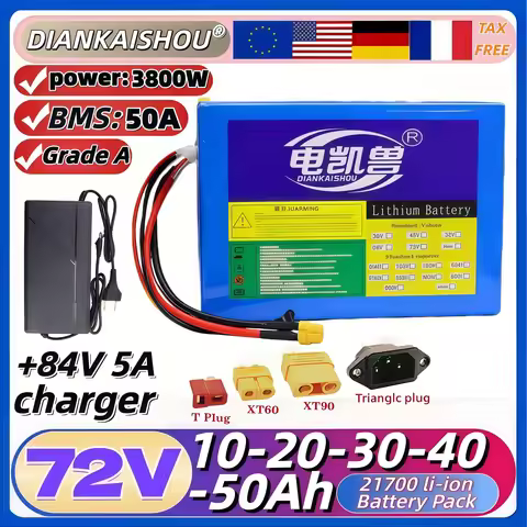 3800WWith 50A BMS 21700 Lithium battery pack 72V 50Ah 40Ah 30Ah 20Ah 10Ah For E-tools motorcycle sco