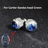 Watch Crown for Cartier Watch Head Adjustment Time Blue Sapphire 7x2.5mm Waterproof Ring Stainless S