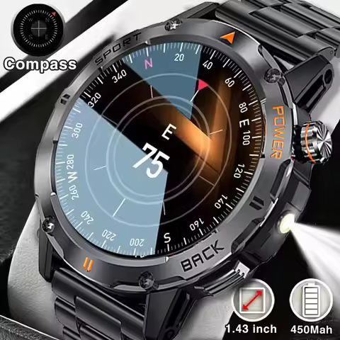 2025 New Outdoor Military Compass Smartwatch Men's 360*360 HD Large Screen Heart Rate Bluetooth Call