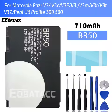 100% Original 710mAh BR50 Phone Battery For Motorola Razr V3 V3c V3E V3i V3m V3r V3t V3Z Pebl U6 Pro