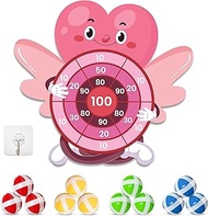 4E's Novelty Valentine Dart Board with 12 Sticky Balls - 30" Large Heart Kids Dart Board Indoor/Outd