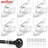 MEIHUAA 6 pcs No Drilling Curtain Rod Holder, Transparent Self-Adhesive No Drilling Curtain Rod Brackets, Durable No Drilling Wall Mount Curtain Rod Holder Curtain