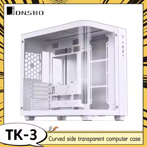 JONSBO TK-3 White Sea View Room Chassis Water-cooled 360 Curved Glass Side Transparent Desktop MATX 