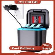 3-Channel Battery Charger with Type C Cable Storage Charging Box 2 SD Slot Batteries Storage Case fo