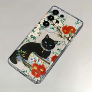 Black Cat for Samsung 24 Ultra Case S26 Ultra S25 S24 Plus S23 FE S22 S21 S20 Anti-drop Cover Dustpr