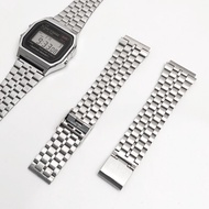 YIFILM Classic Small Square Silver Block 18mm Metal Strap Fine Steel Watchband for CASIO A158 / A159