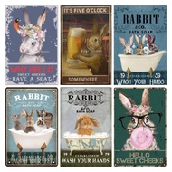 Funny  Vintage Metal Bunny Tin Sign Beware of The Rabbit  Bunny Lover  Rabbit Sign Effect Plaque for