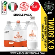 [SINGLE PACK] ACQUA PANNA Natural Mineral Water 500ML X 6 (BOTTLE) - FREE DELIVERY within 3 working days!