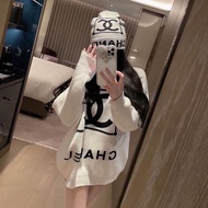 CHANEL7012 Sweater Ready Stock Letter Print Loose Mid-Length Sweater Women