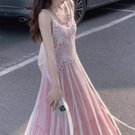 Váy Vest Bohemian Đan Tay Thời Trang Mùa Hè 2025 Cho Nữ Váy Dài Không Tay Váy Midi Váy Công Sở Váy D