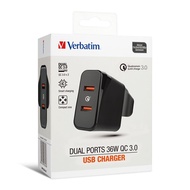 Verbatim Dual Ports 36W QC3.0 充電器 66346