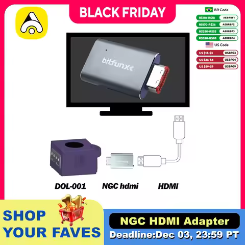 BitFunx Digital HDMI™ Converter For Nintendo Gamecube DOL-001 Console With Line Doubler Scanline Ada