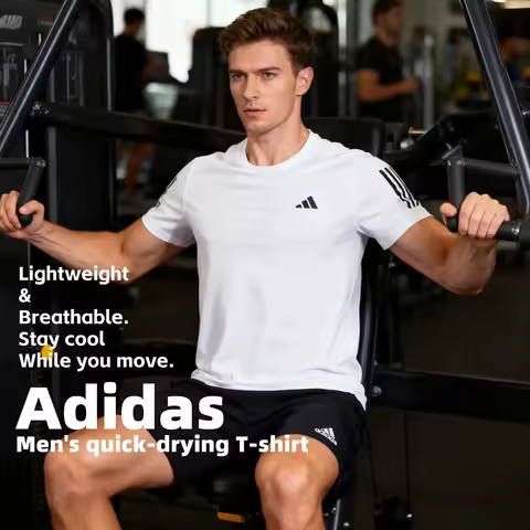 Adidas Men's Short-Sleeved Sports T-Shirt Is Loose and Breathable for Running, Fitness and Training