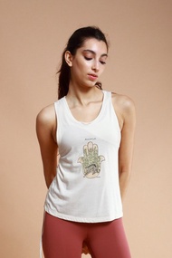 asana eco 生態意識系列-單邊抽繩背心-淡卡其-石虎