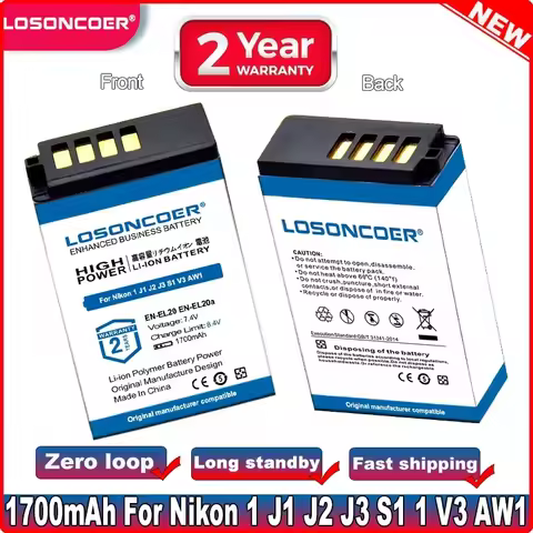 LOSONCOER 1700AmAh EN-EL20 EN-EL20a Battery For Nikon Coolpix P1000 Nikon1 J1 J2 J3 1 S1 1 V3 Nikon1