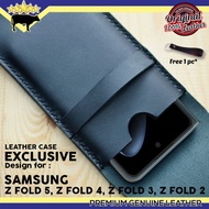 leather case sarung samsung z fold 2 casing hp kulit - black z fold 1
