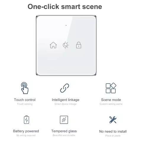 Tuya ZigBee Wireless Scene Switch Touch Glass Panel Remote Controller 3Gang Smart life App Multiple 