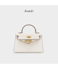 กระเป๋าผู้หญิงหนังแท้สีขาว Mini II Kelly กระเป๋าสะพายไหล่ข้างเดียวขนาดเล็กสำหรับใส่ของประจำวัน