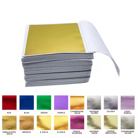 100 Sheets 8x8.5 cm Taiwan Shiny Colorful Imitation Gold leaf for Gilding Funiture Lines Wall Crafts