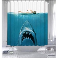 Ocean-Themed Shark Whale Shower Curtain Waterproof Bathroom Decorative Shower Curtain Simple Stylish