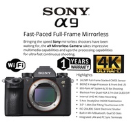 SONY A9 693-POINT AF SYSTEM FAST-PACED FULL FRAME MIRROLESS CAMERA WIFI 4K UHD (1 YEARS WARRANTY) SO