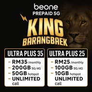 SIM CARD BEONE PREPAID 4G/5G COVERAGE CELCOM DIGI - SIMKAD UNLIMITED DATA, HIGH SPEED DATA