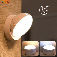 [Qingxin fabrics] ตู้ชาร์จไฟ USB สำหรับกลางคืน LED เซ็นเซอร์ตรวจจับการเคลื่อนไหวกลมไร้สายโคมไฟกลางคืนข้างเตียงไฟห้องนอนไฟตู้เสื้อผ้าบ้าน