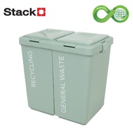 DUAL DUSTBIN 18+18L STACKO CIRCULAR PRODUCT LIGHT GREEN Garbage Bin Rubbish Bin Trash Can