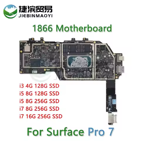 Original Laptop i3 i5 i7 4G 8G 16G 128G 256G 512G SSD 1866 Main Board For Microsoft Surface Pro 7 Mo