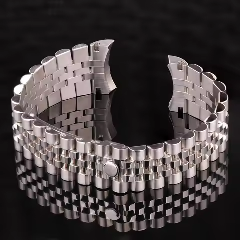 20mm 904l Stainless Steel Watch Band Solid Silver Brushed Polished Curved End Strap For 40 41mm Watc