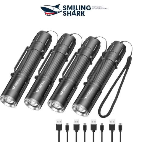 1pcs Smiling Shark SD7115 Flashlight Portable Small Torch Light Rechargeable Waterproof Flash Light 