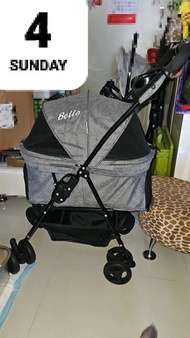 Bello 灰色寵物手推車 狗車 貓車