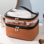 Double Layer Cosmetic Bag Travel Makeup Bag Multipurpose Pouch Transparent Organizer Storage Toiletr