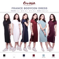 CRG181122 - France Bodycon Dress Side Stripe Long Dress Basic Tshirt Dress Side Line Casual Dress