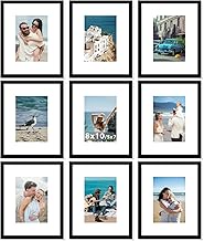 JCJMY 9 Packs 8x10 Picture Frames, Display 5x7 with Mat or 8x10 Without Mat, Gallery Wall Frame Set,