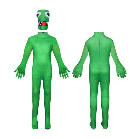 Halloween Cosplay Costume Rainbow Friends Costume Kids Boys Green Monster Wiki Cosplay Horror Game J