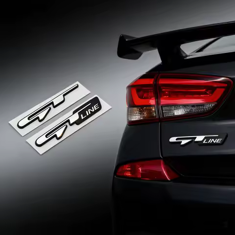 3D Chrome GT Line Emblem Badge - For Kia Ceed Picanto K5 Stonic Optima Sportage GT Line Badge Decal 