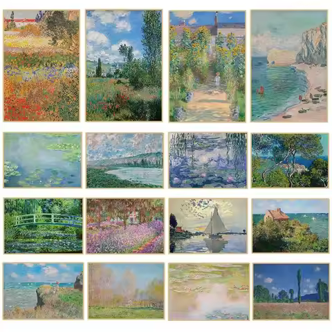 Claude Monet Impressionist Landscape Poster Vintage Countryside Garden Flower Nature Canvas Painting